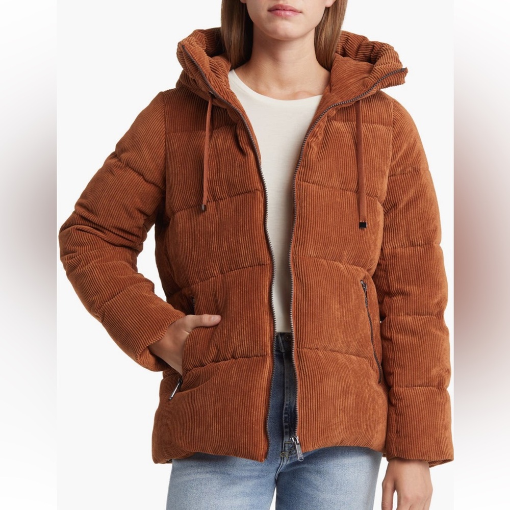 Sam Edelman Hooded Corduroy Puffer Jacket